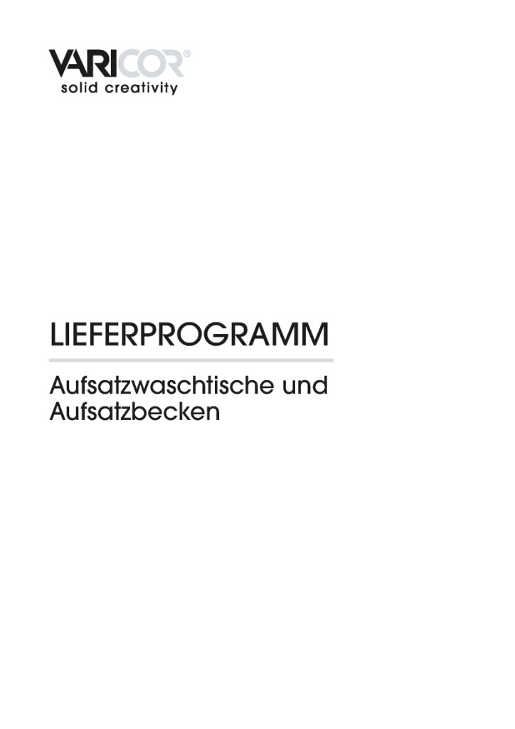 Prospekt Aufsatzwaschbecken und Aufsatzwaschtische