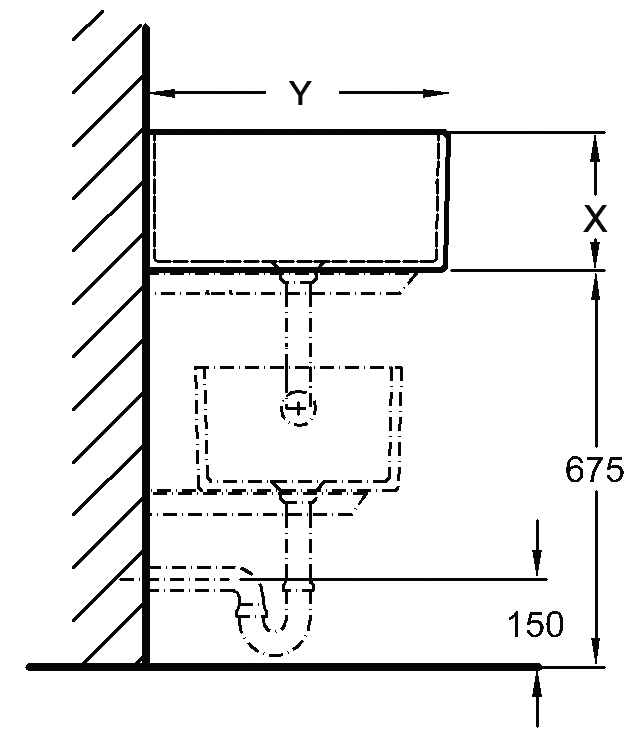 Ausgußbecken mit Installationsmaßen montieren
