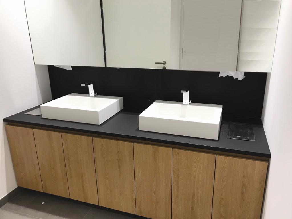 Doppelwaschtisch mit Aufsatzwaschbecken komplett mit Unterschrank