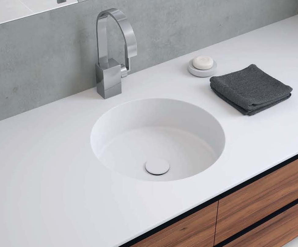 Mineralwerkstoff Waschbecken rund