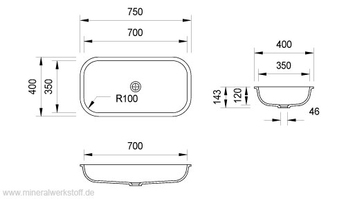 Unterbaubecken Model VES35