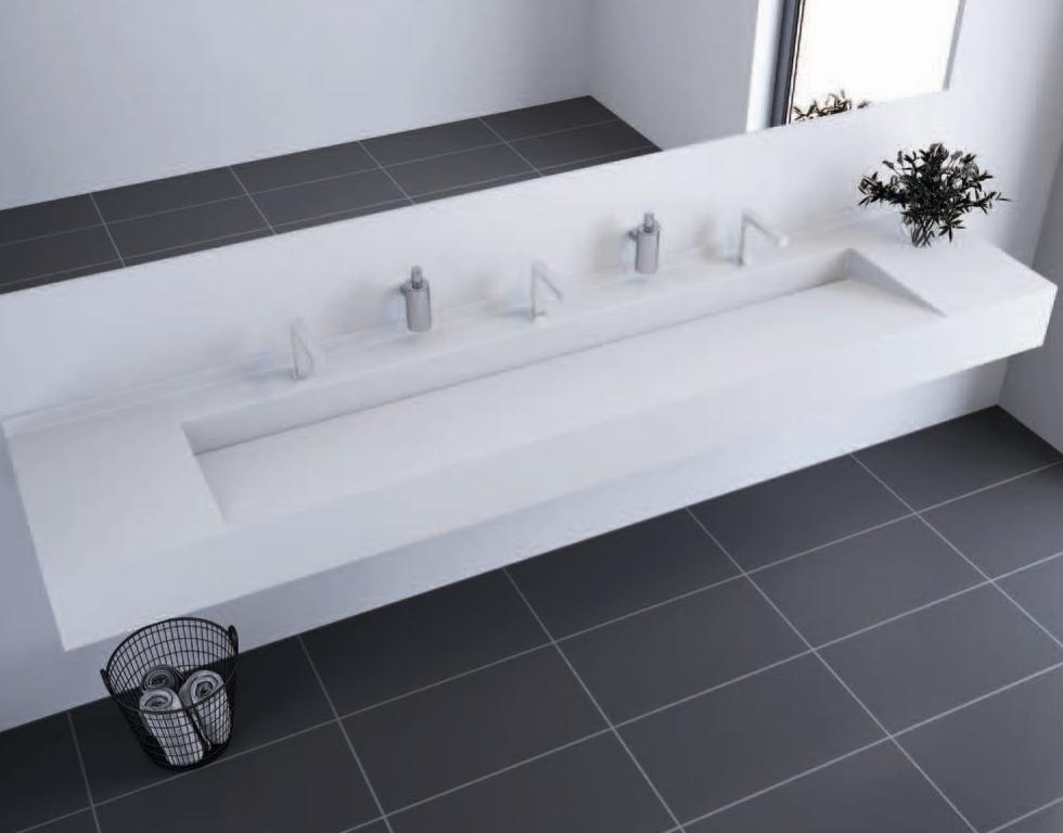 Waschbecken mit Rinnenablauf nach Maß